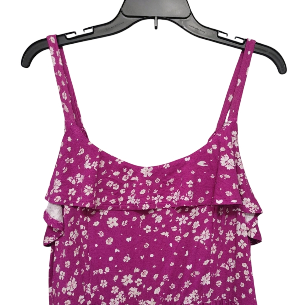 Lane Bryant Purple Floral Ruffle Neck & Hem A-Line Dress Women's Size 14/16 1X - Picture 6 of 11